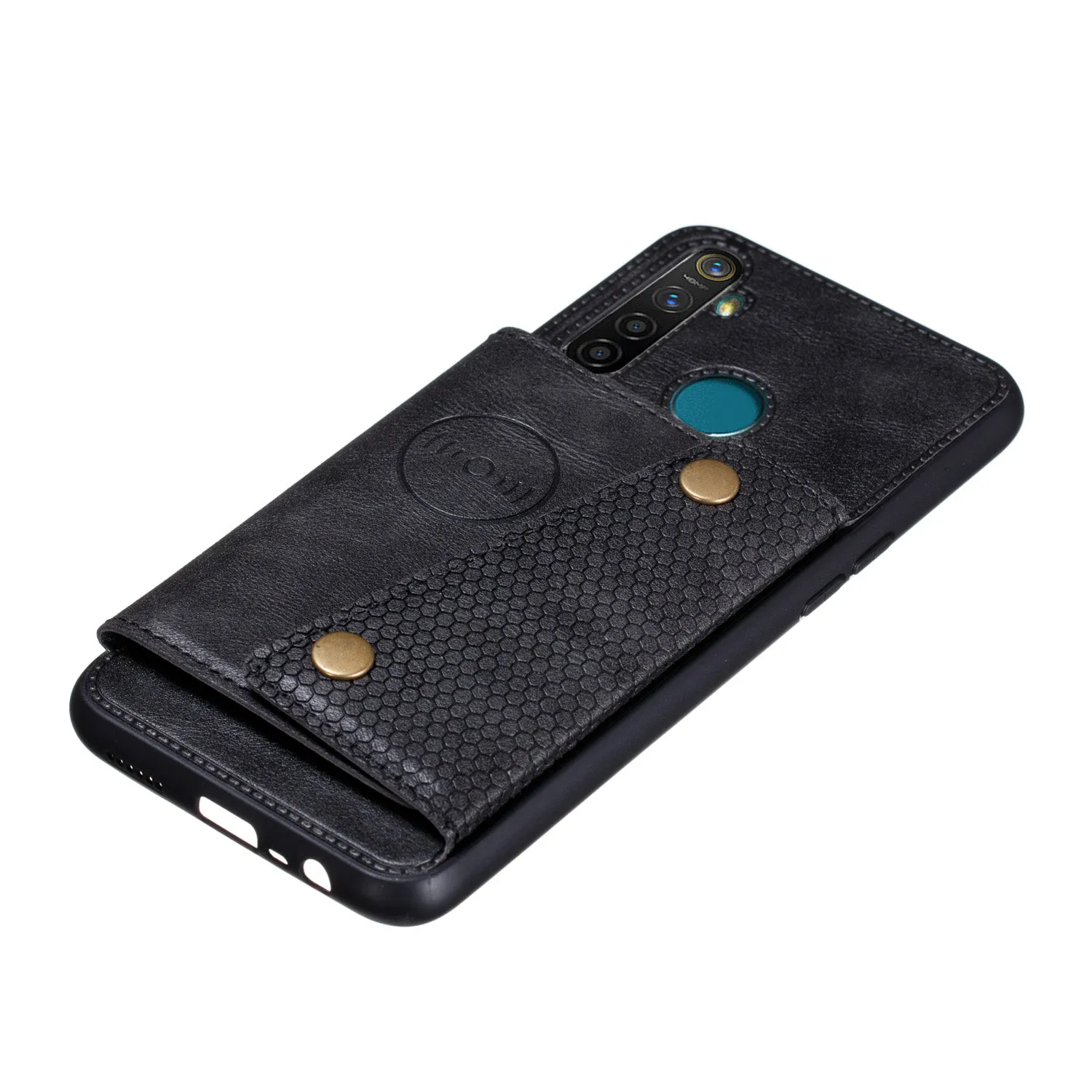For OPPO Realme 5/5 Pro Mobile Phone Shell Buckle Closure Wallet Design Overall Protective Smartphone Cover  black