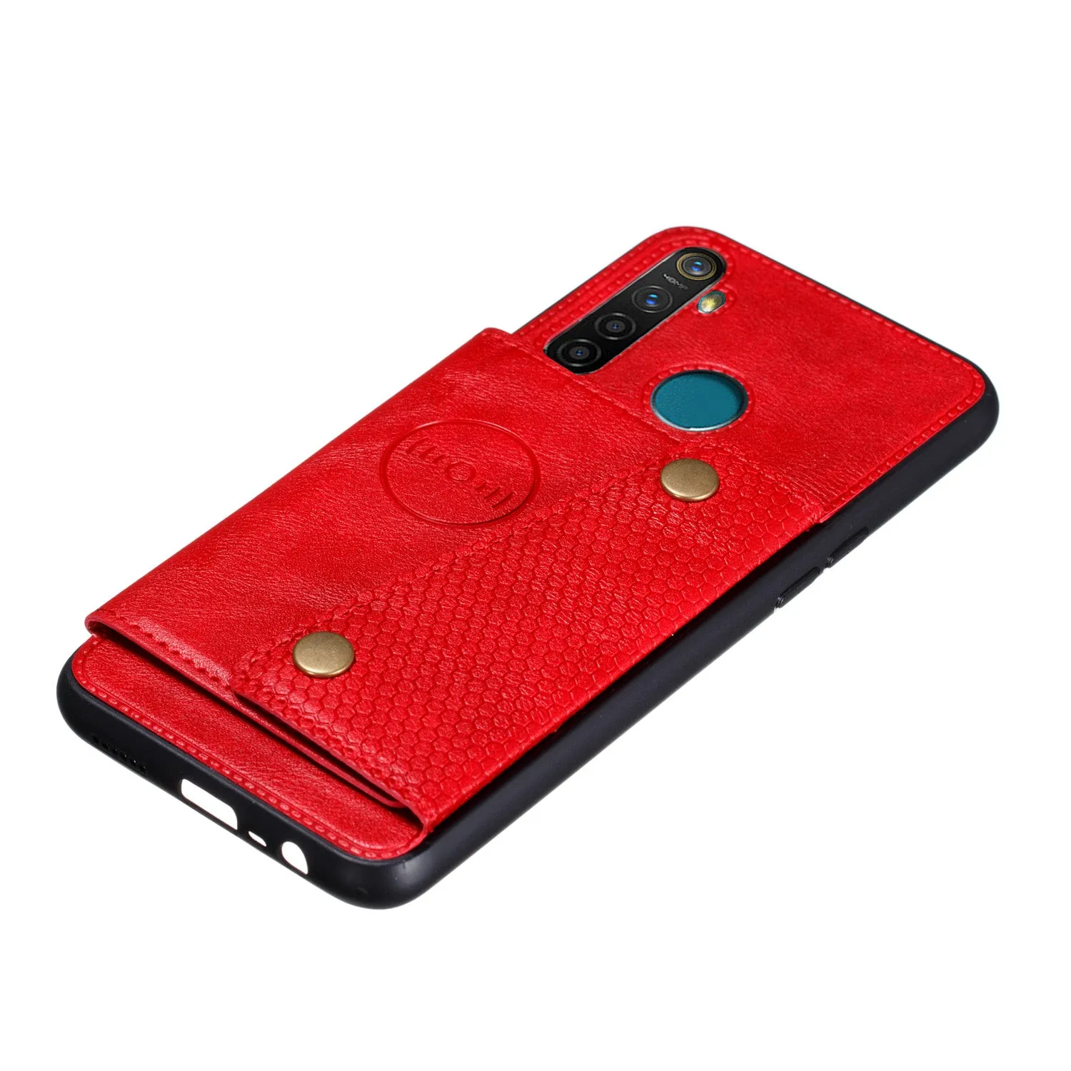 For OPPO Realme 5/5 Pro Mobile Phone Shell Buckle Closure Wallet Design Overall Protective Smartphone Cover  black