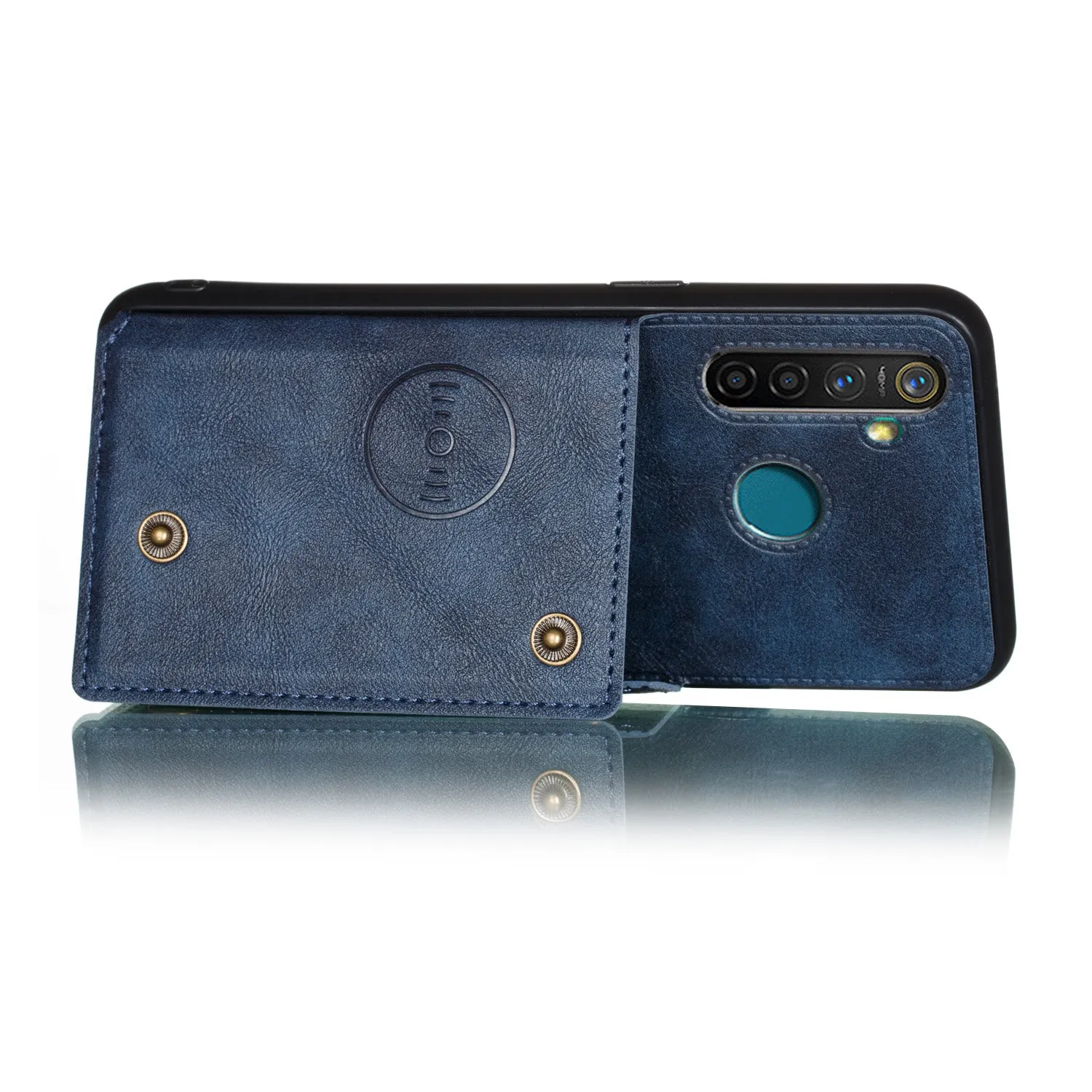 For OPPO Realme 5/5 Pro Mobile Phone Shell Buckle Closure Wallet Design Overall Protective Smartphone Cover  blue