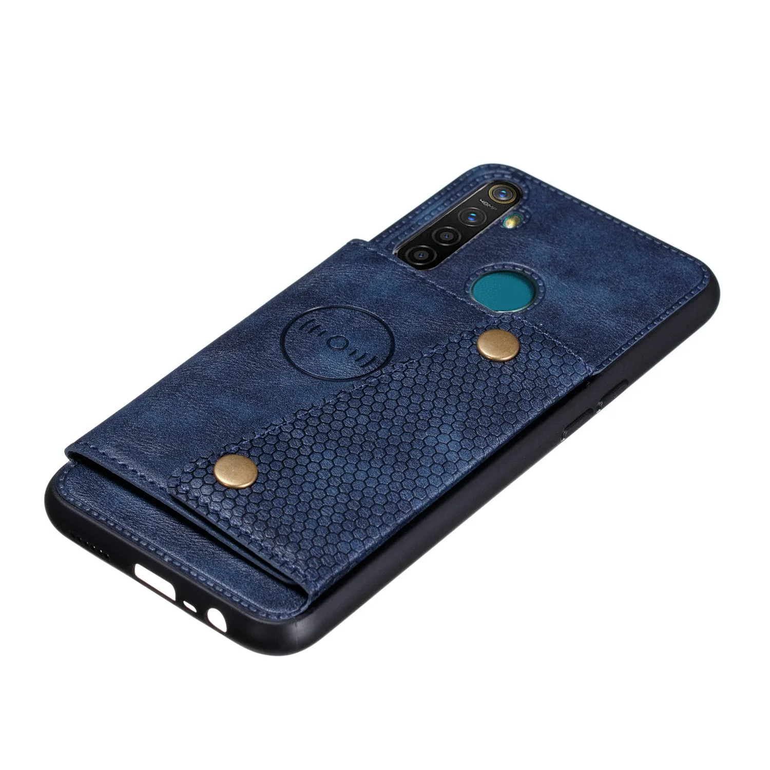 For OPPO Realme 5/5 Pro Mobile Phone Shell Buckle Closure Wallet Design Overall Protective Smartphone Cover  blue