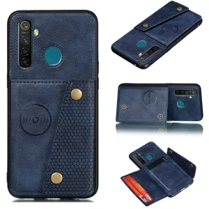 For OPPO Realme 5/5 Pro Mobile Phone Shell Buckle Closure Wallet Design Overall Protective Smartphone Cover  blue
