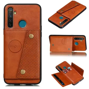 For OPPO Realme 5/5 Pro Mobile Phone Shell Buckle Closure Wallet Design Overall Protective Smartphone Cover  brown