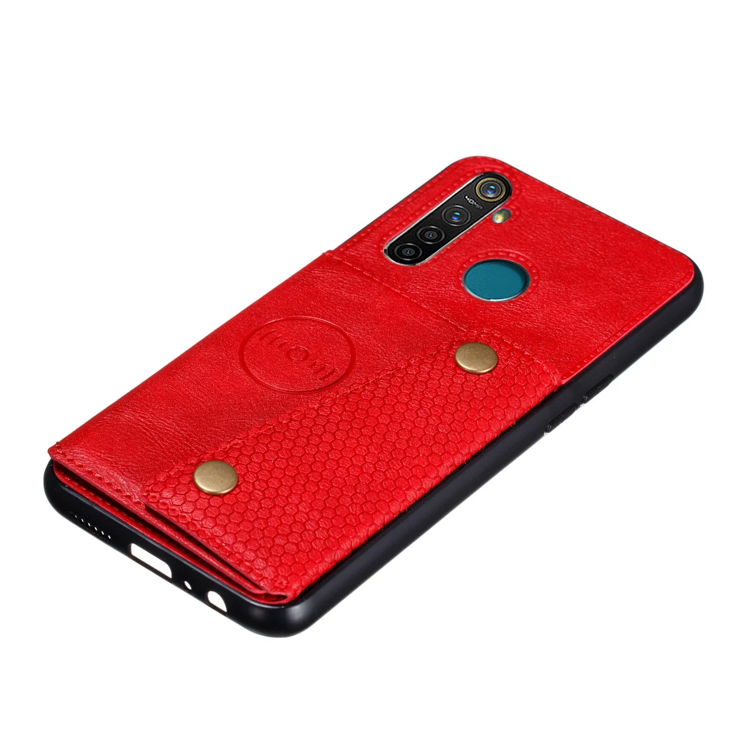 For OPPO Realme 5/5 Pro Mobile Phone Shell Buckle Closure Wallet Design Overall Protective Smartphone Cover  red