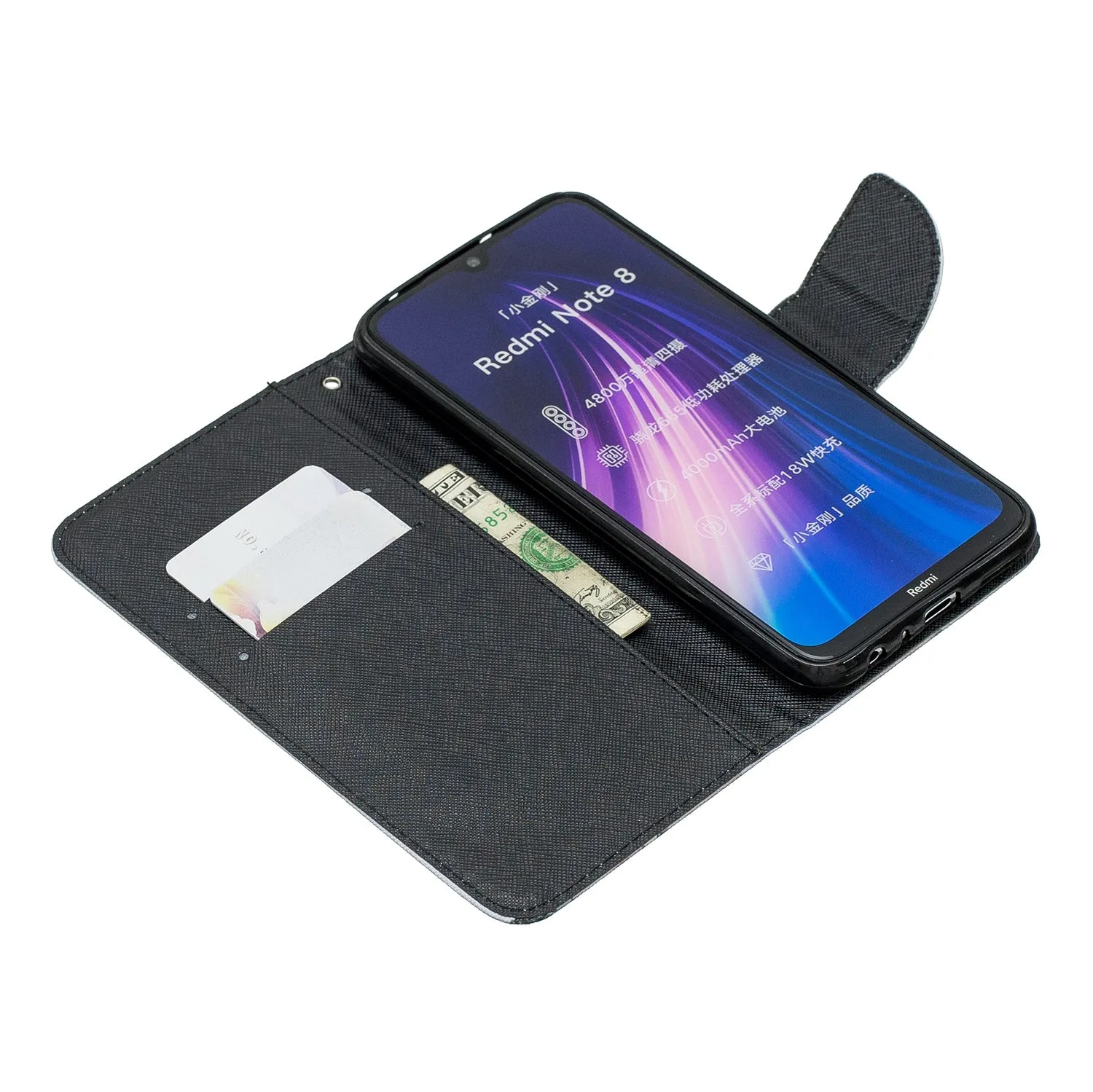 For Redmi Note 8/8 Pro Cellphone Cover Stand Function Wallet Design PU Leather Smartphone Shell Elegant Pattern Printed  Rainbow horse