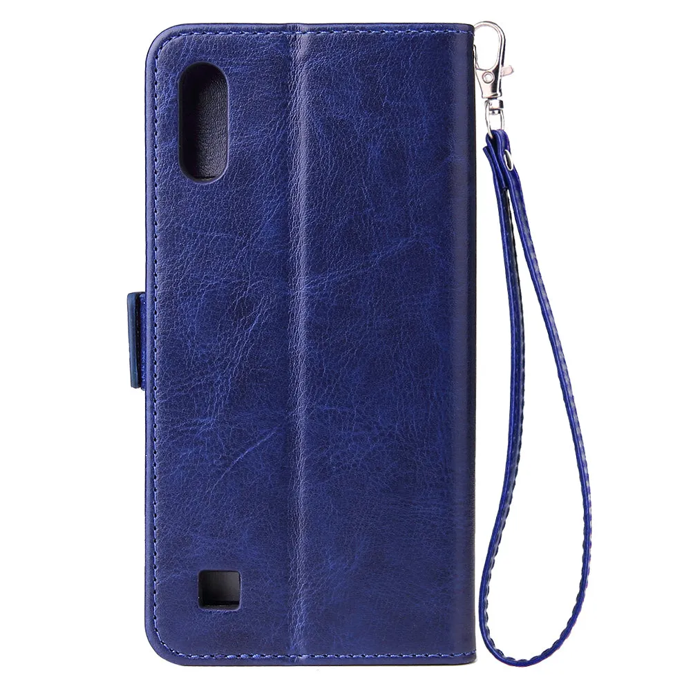 For Samsung A10 Solid Color PU Leather Zipper Wallet Double Buckle Protective Case with Stand & Lanyard gold