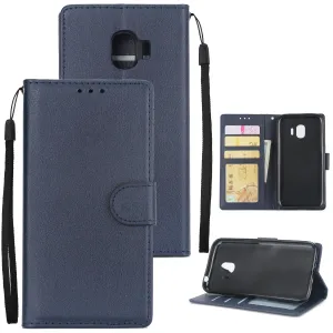 For Samsung J2 PRO 2018/Grand Prime Pro/J250 PU Cell Phone Case Protective Cover Shell with Buckle blue
