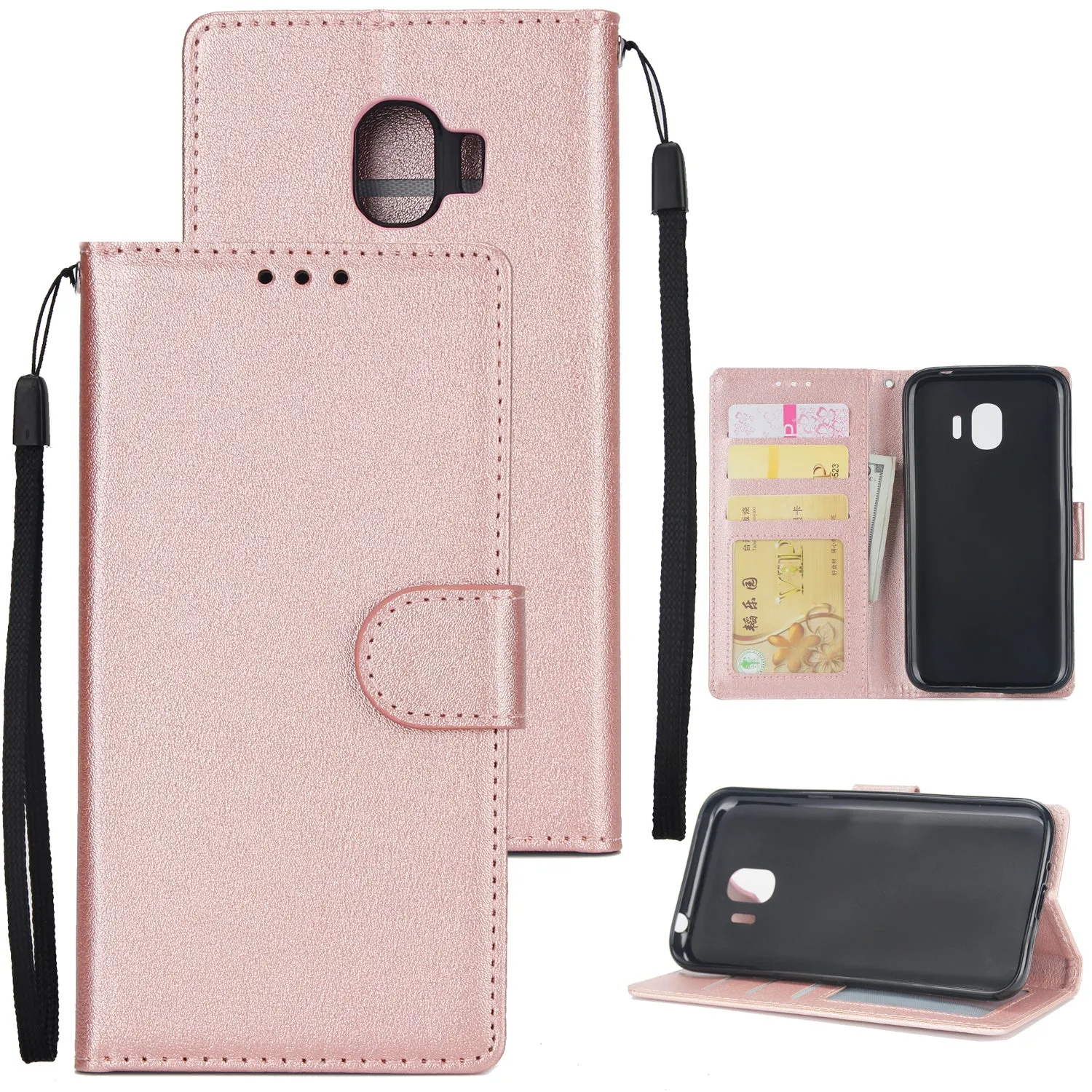 For Samsung J2 PRO 2018/Grand Prime Pro/J250 PU Cell Phone Case Protective Cover Shell with Buckle brown