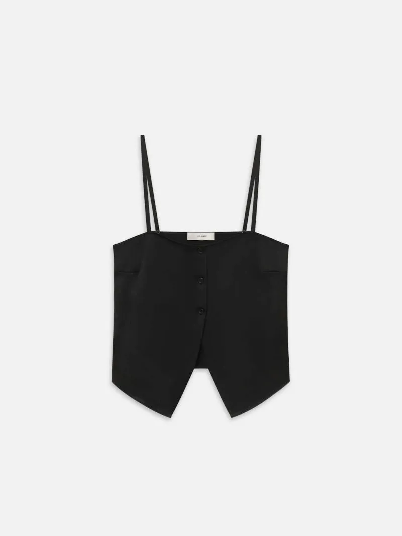 FRAME - The Silk Button Cami in Black