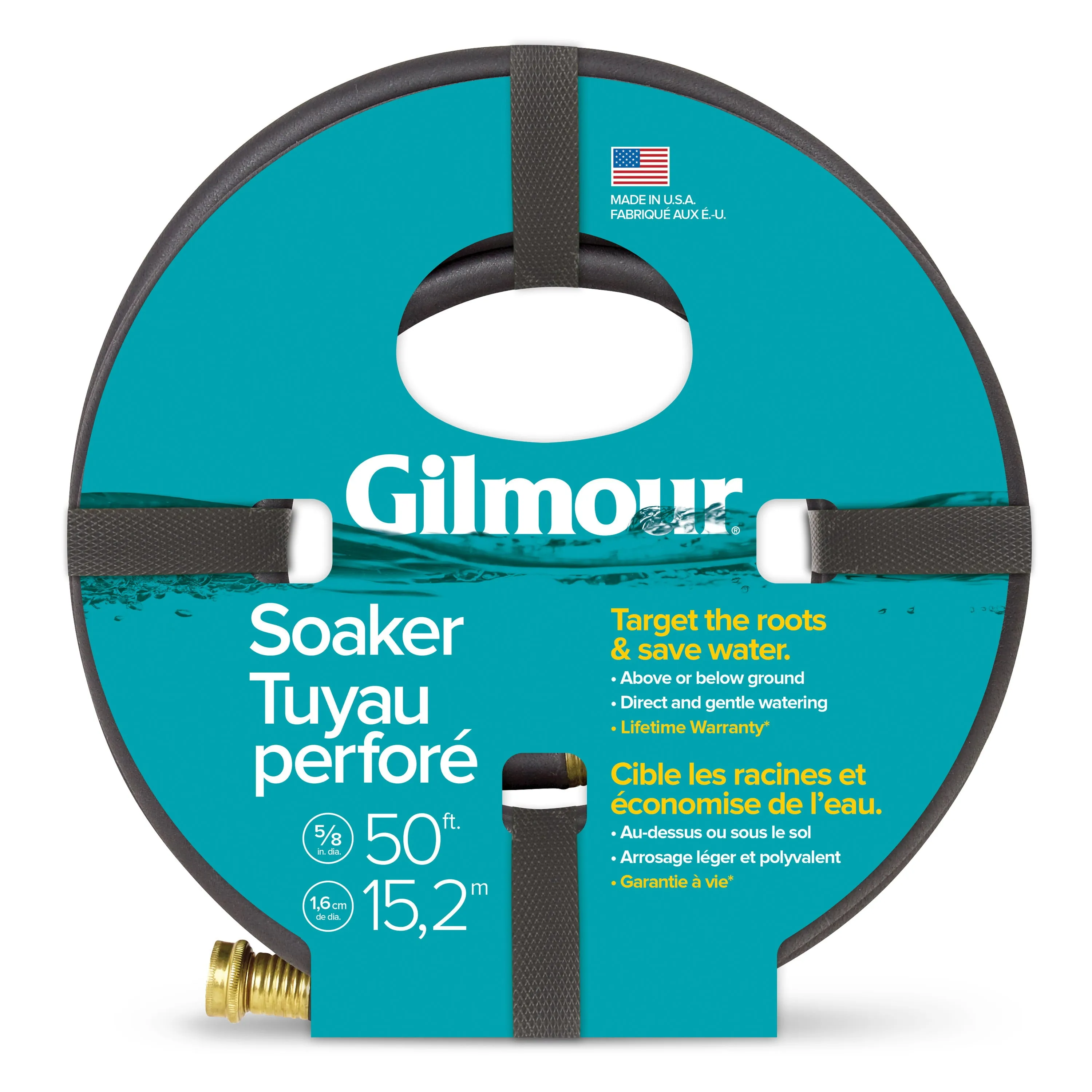 Gilmour Round Soaker Hose 5/8", 50ft, Black
