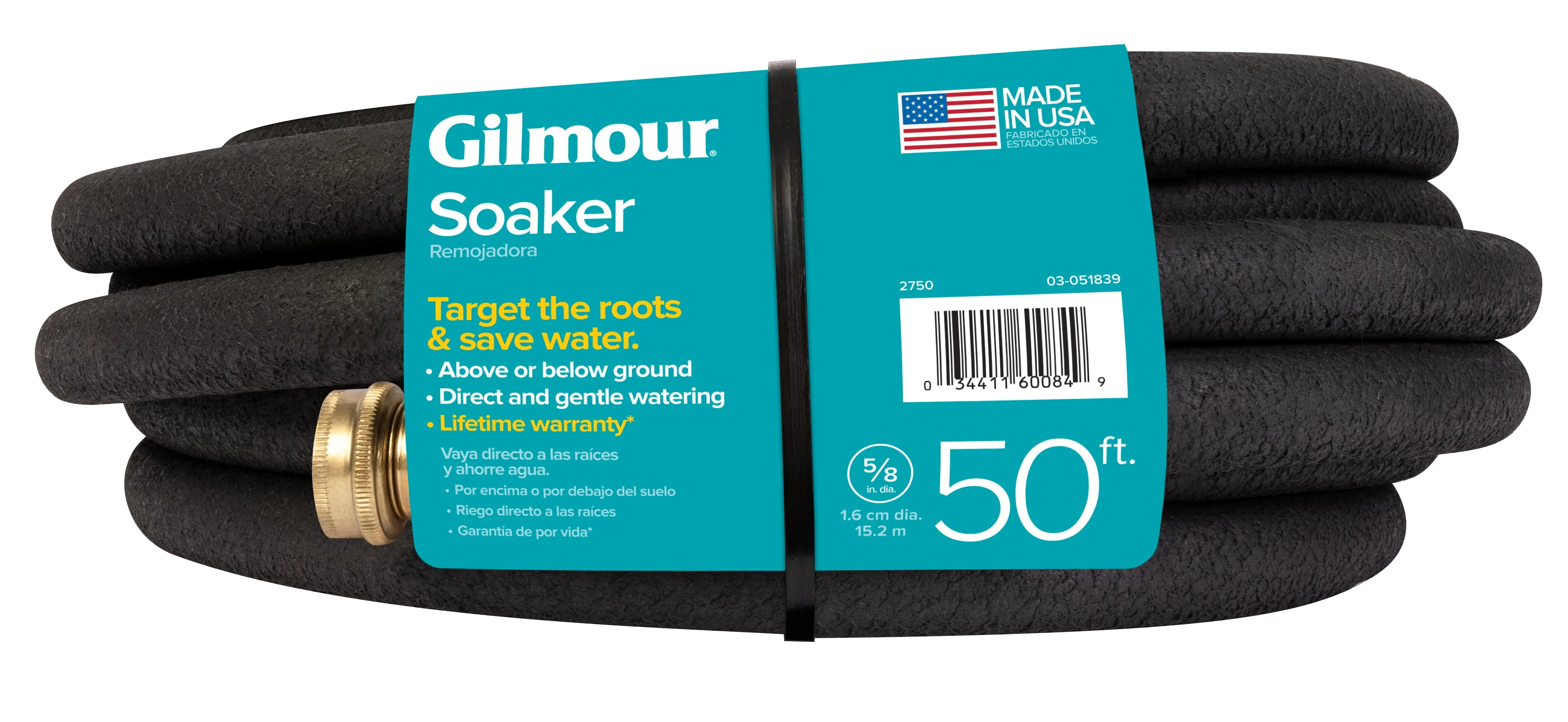 Gilmour Round Soaker Hose 5/8", 50ft, Black