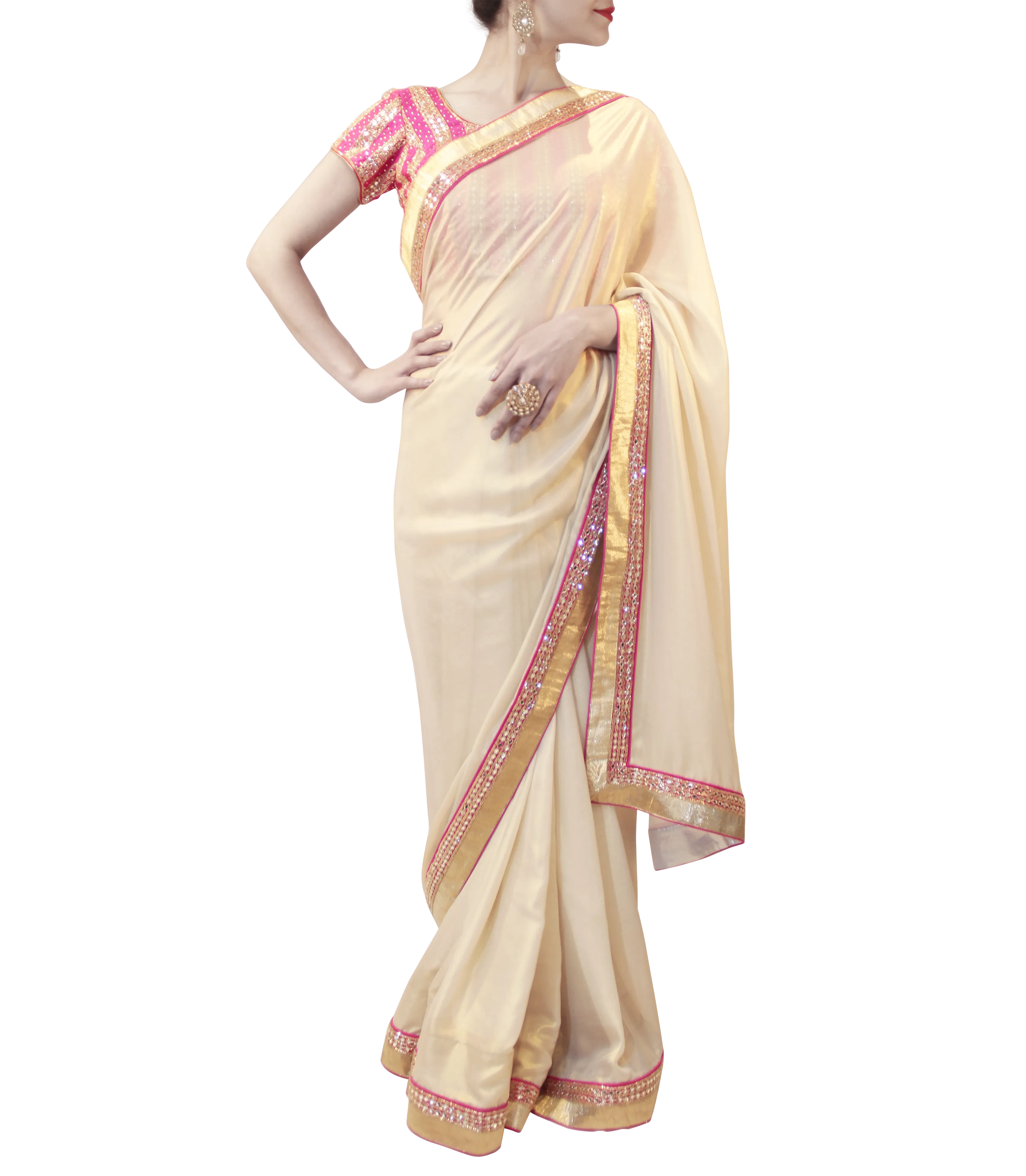 GOLD AND PINK SAREE