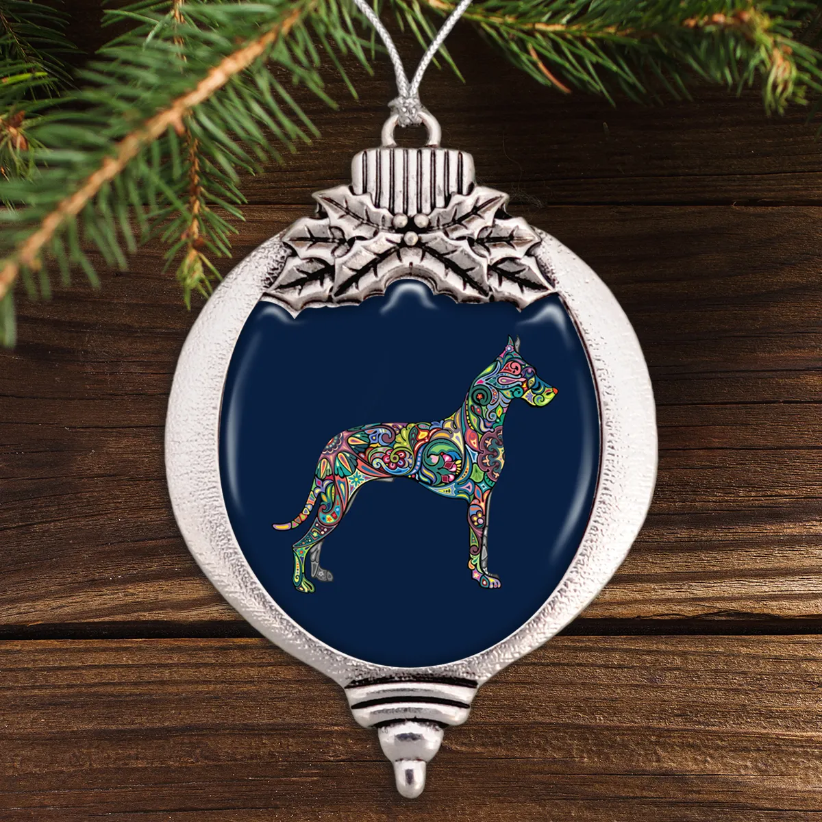 Great Dane Colorful Swirl Bulb Ornament