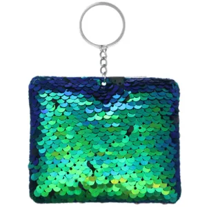 Green Blue Plush Sequin Keychain
