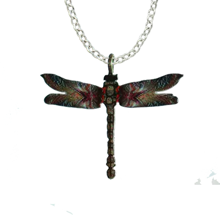 Green Dragonfly, Necklace #4136X, Made in the USA