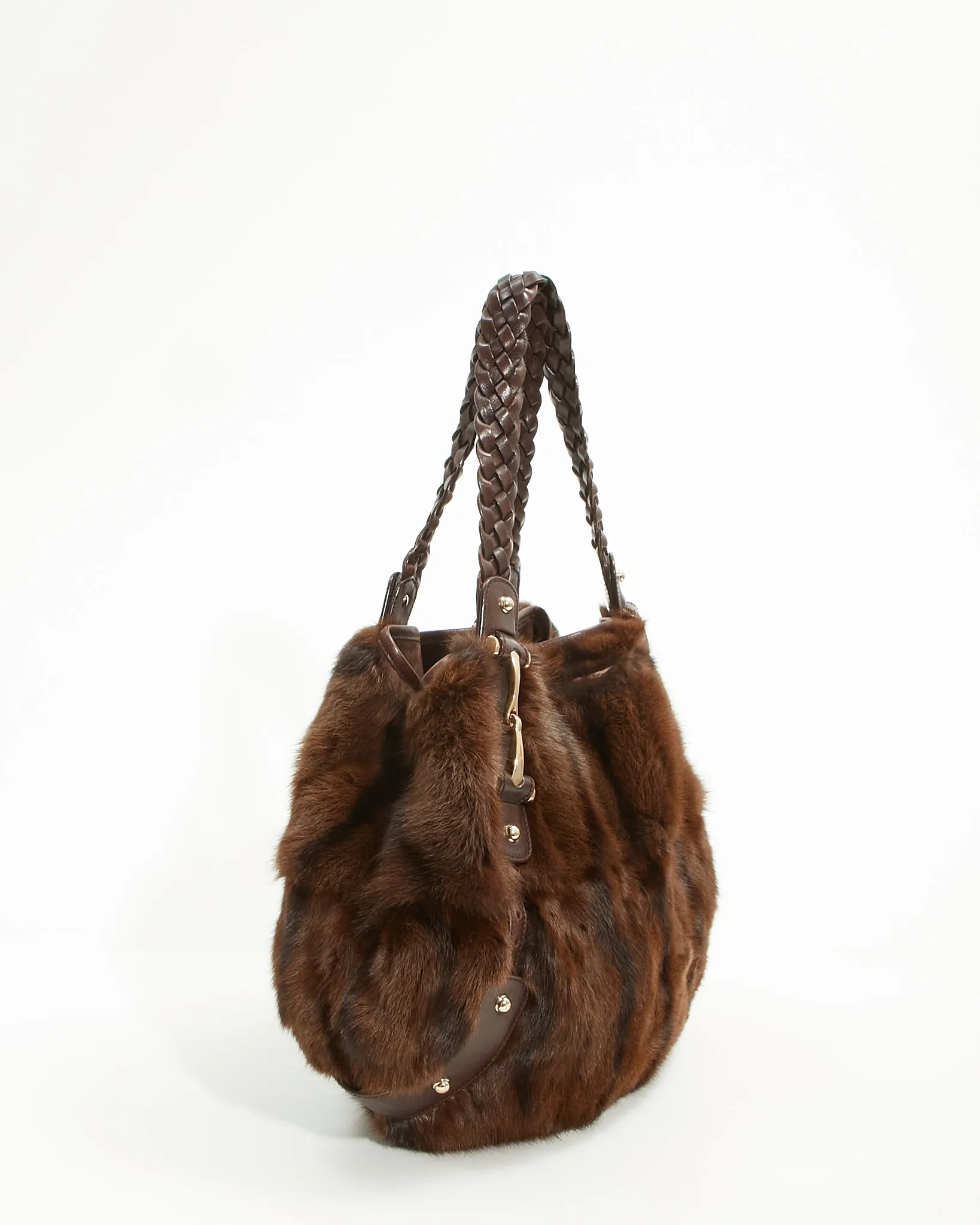 Gucci Brown Fur Pelham Medium Shoulder Bag