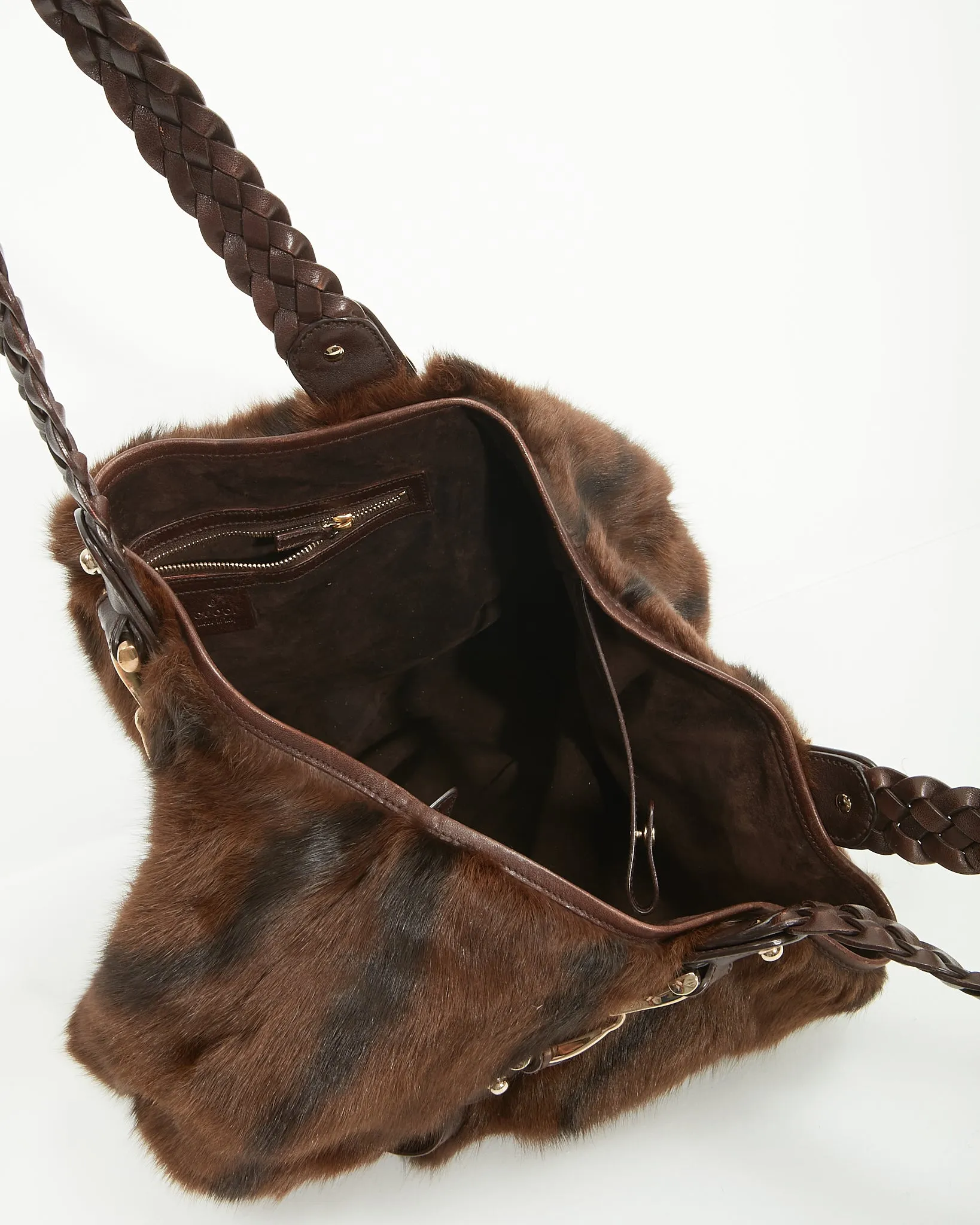 Gucci Brown Fur Pelham Medium Shoulder Bag