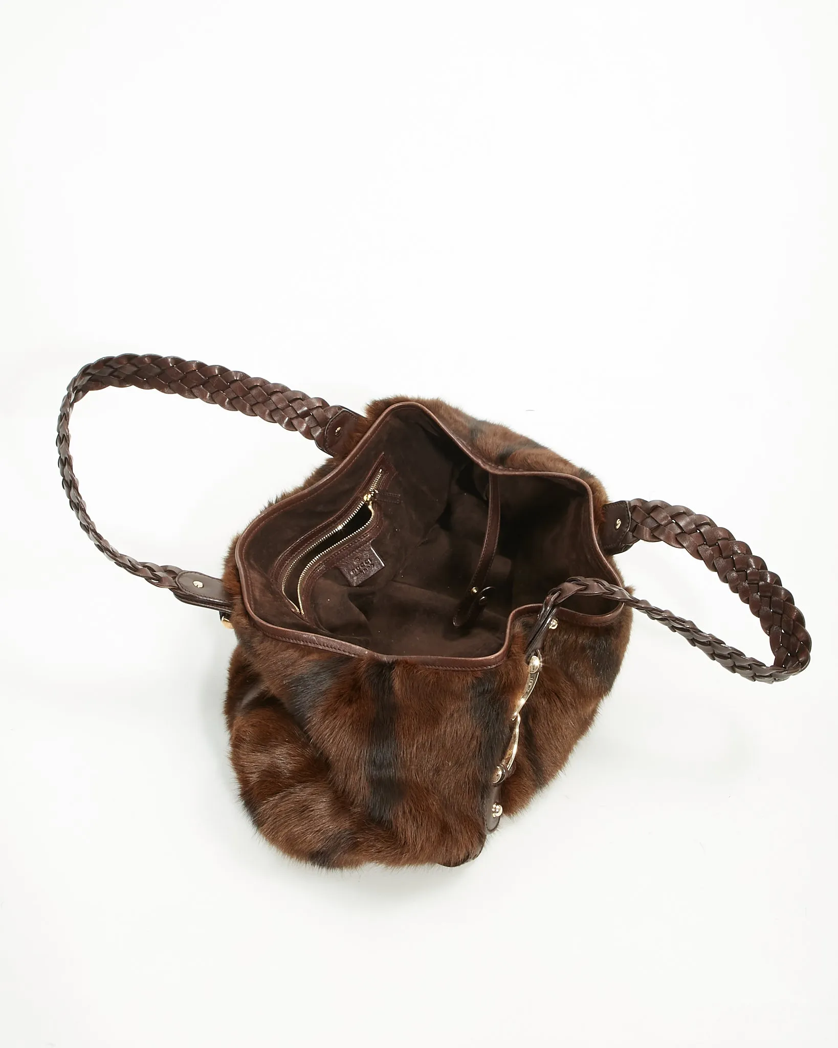 Gucci Brown Fur Pelham Medium Shoulder Bag