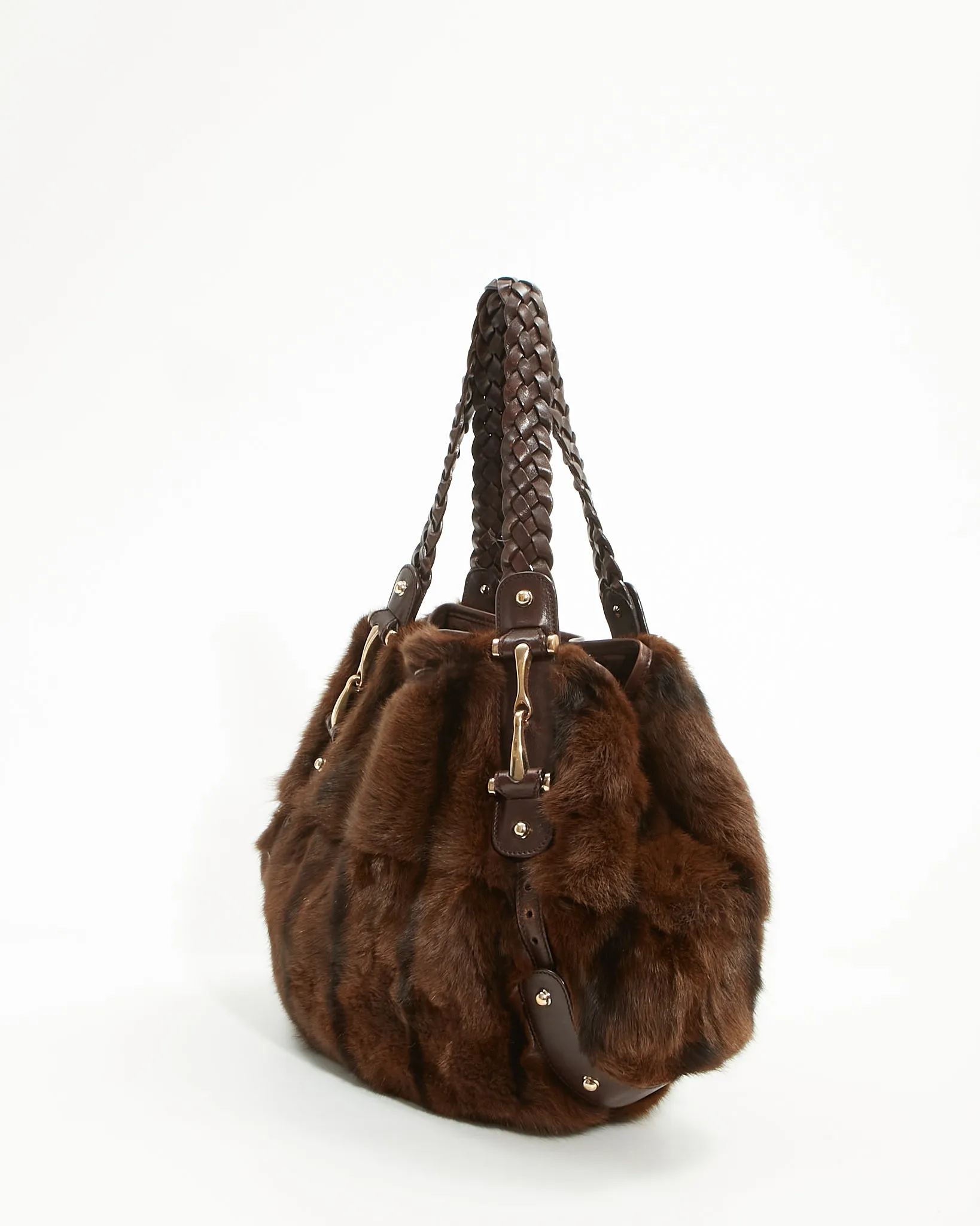 Gucci Brown Fur Pelham Medium Shoulder Bag