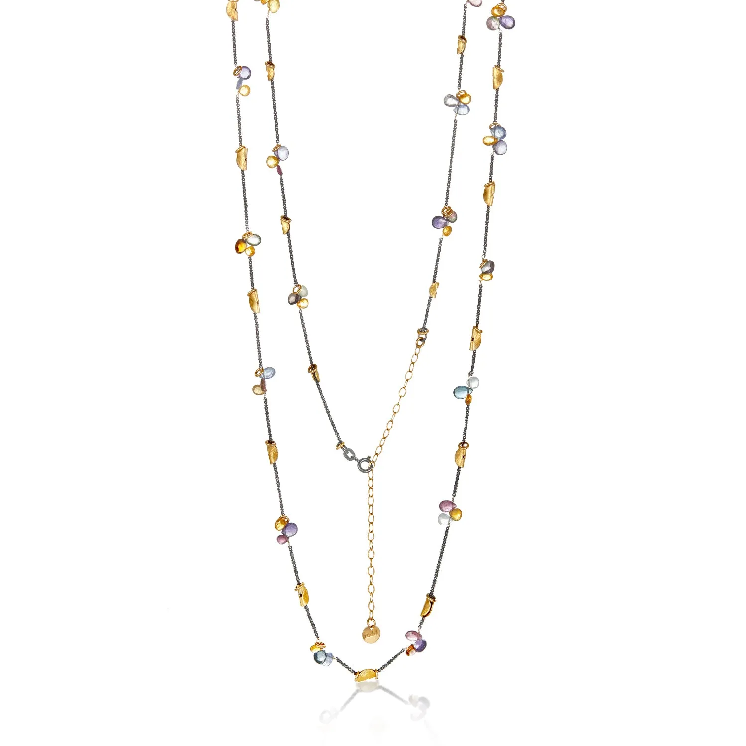 Half Moon Petal With Gem Necklace