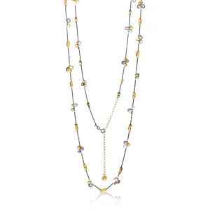 Half Moon Petal With Gem Necklace