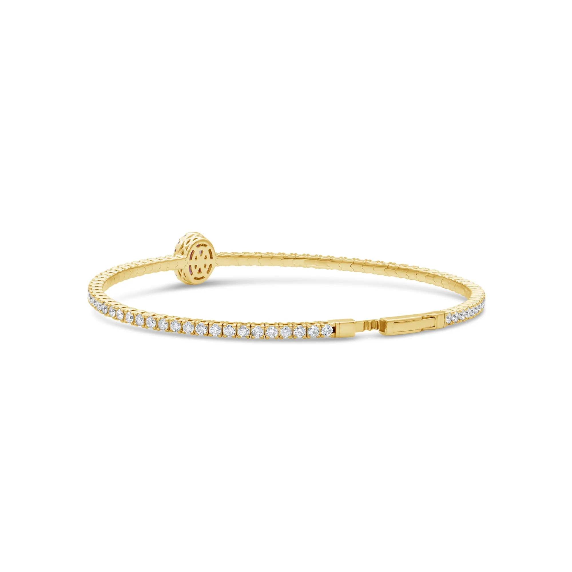 Halo Oval Ruby and Diamond Flex Bangle