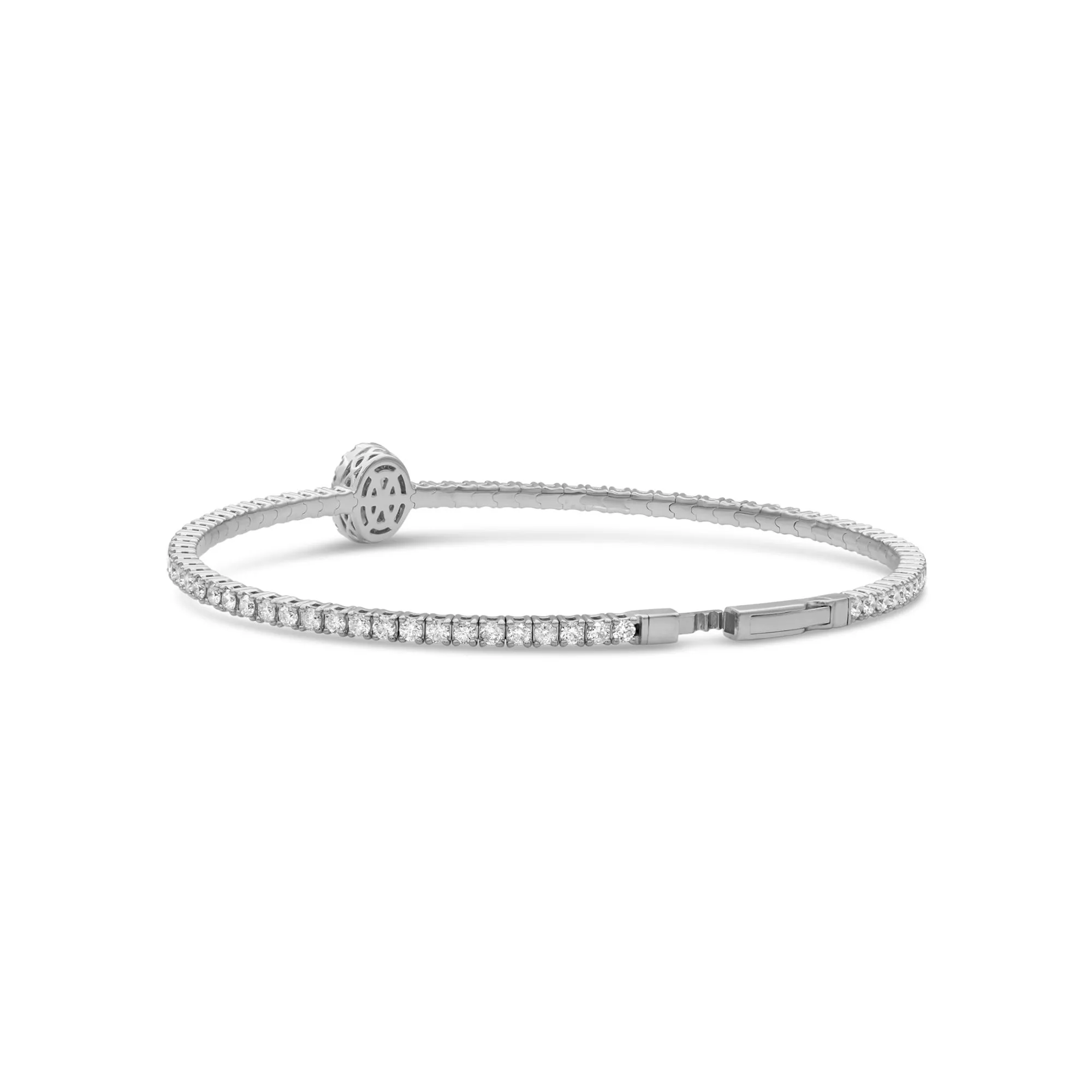 Halo Oval Ruby and Diamond Flex Bangle