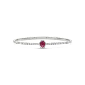 Halo Oval Ruby and Diamond Flex Bangle