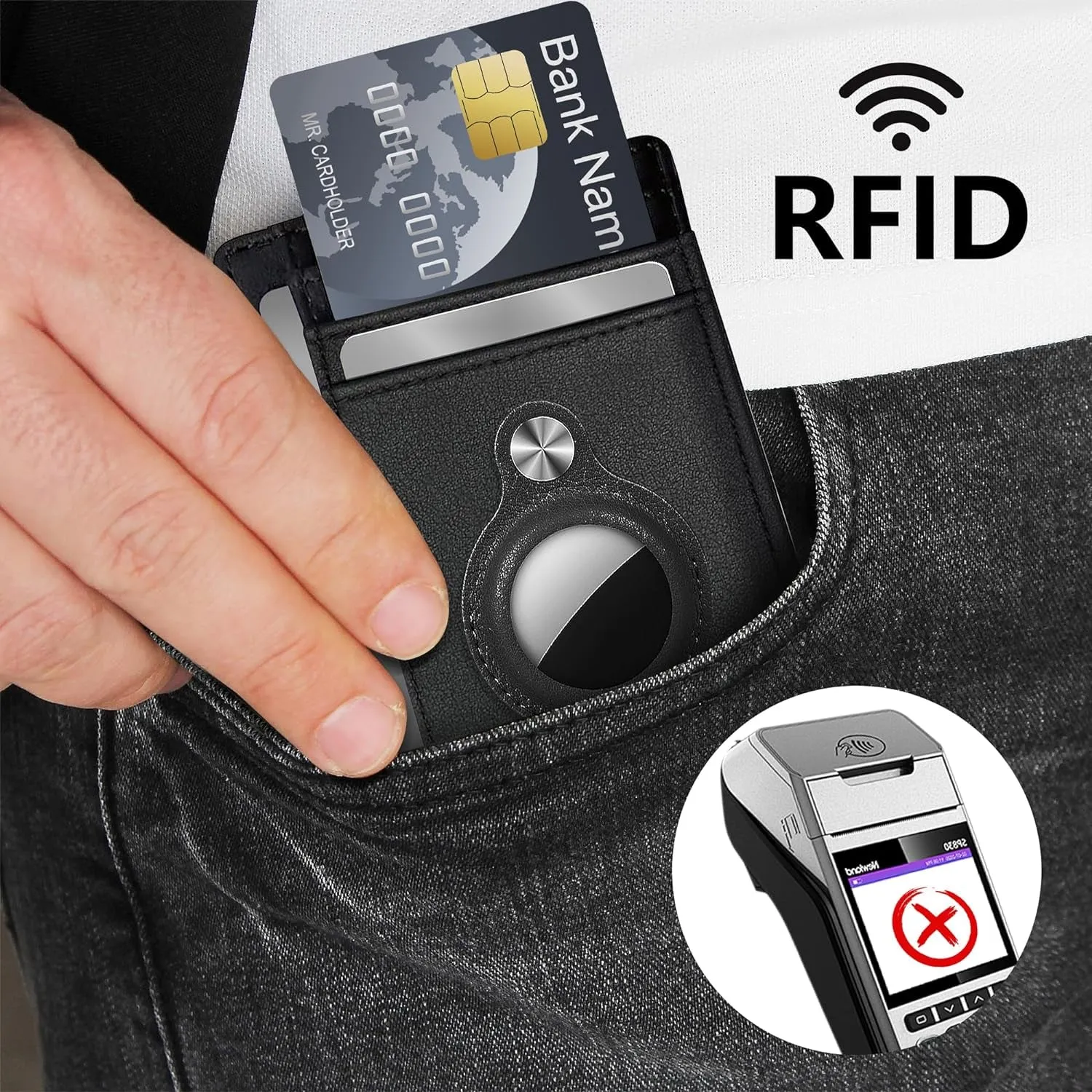 Hawanik Slim Minimalist Airtag Wallet Not Including Airtag