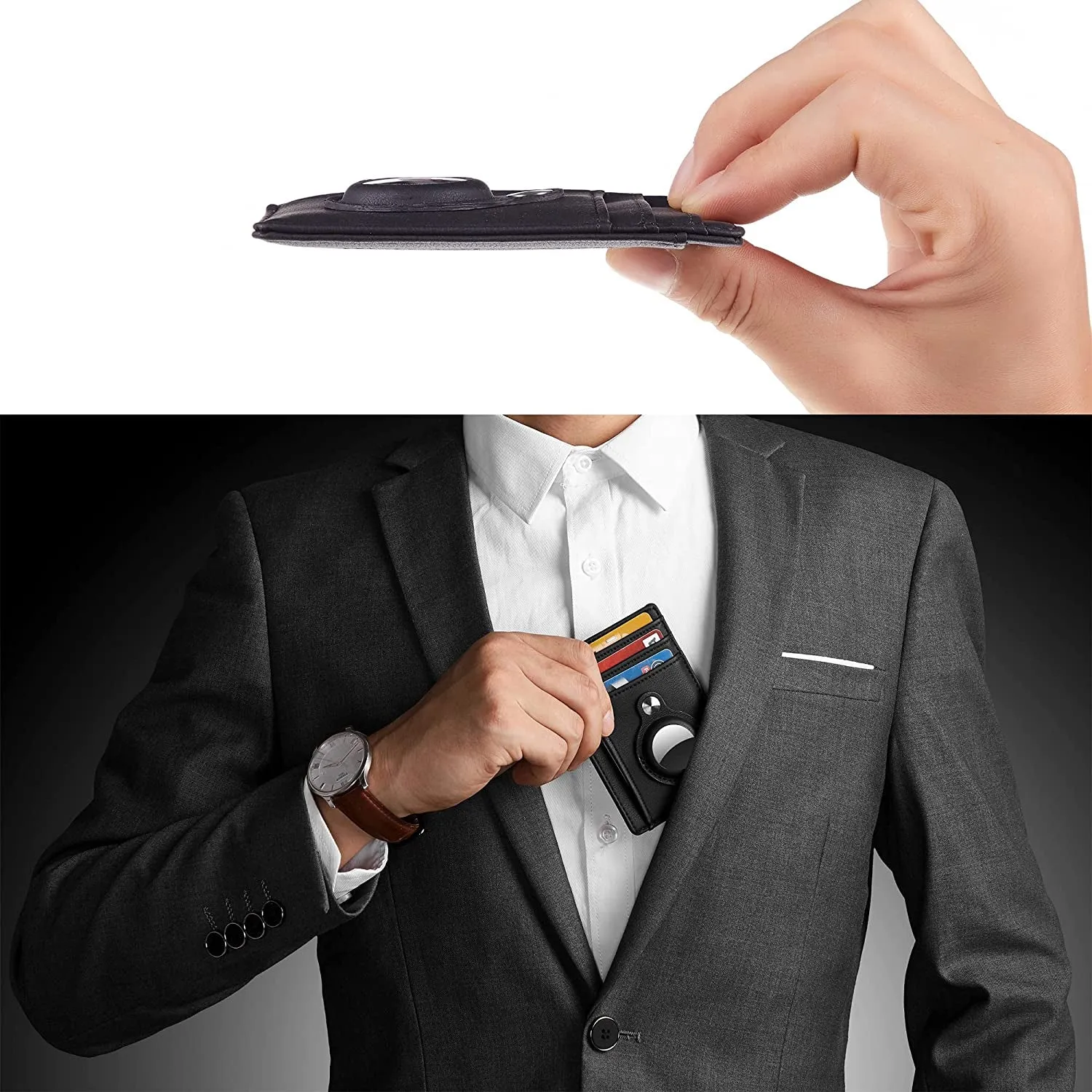 Hawanik Slim Minimalist Airtag Wallet Not Including Airtag