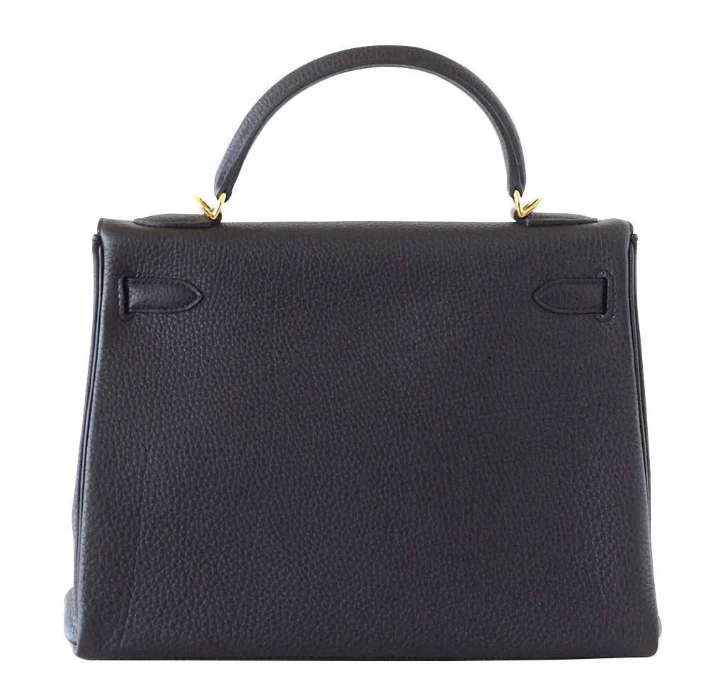 Hermès Kelly 32 Black Bag Togo GHW