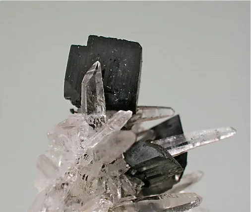 Hubnerite and Quartz, Mundo Nuevo Mine, Peru Miniature 3 x 4 x 4 cm $125.  SOLD.