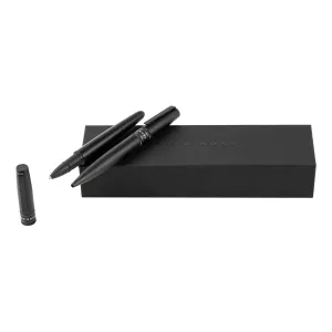 HUGO BOSS HPBR212A-Set Illusion Gear Black (ballpoint pen & rollerball pen)