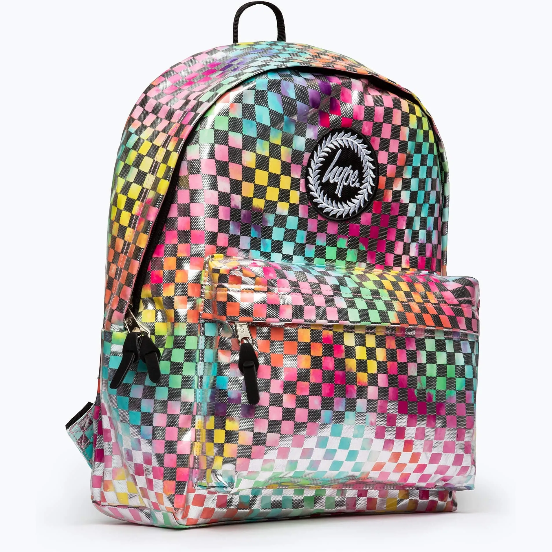 Hype Unisex Multi Rainbow Check Crest Backpack Multi