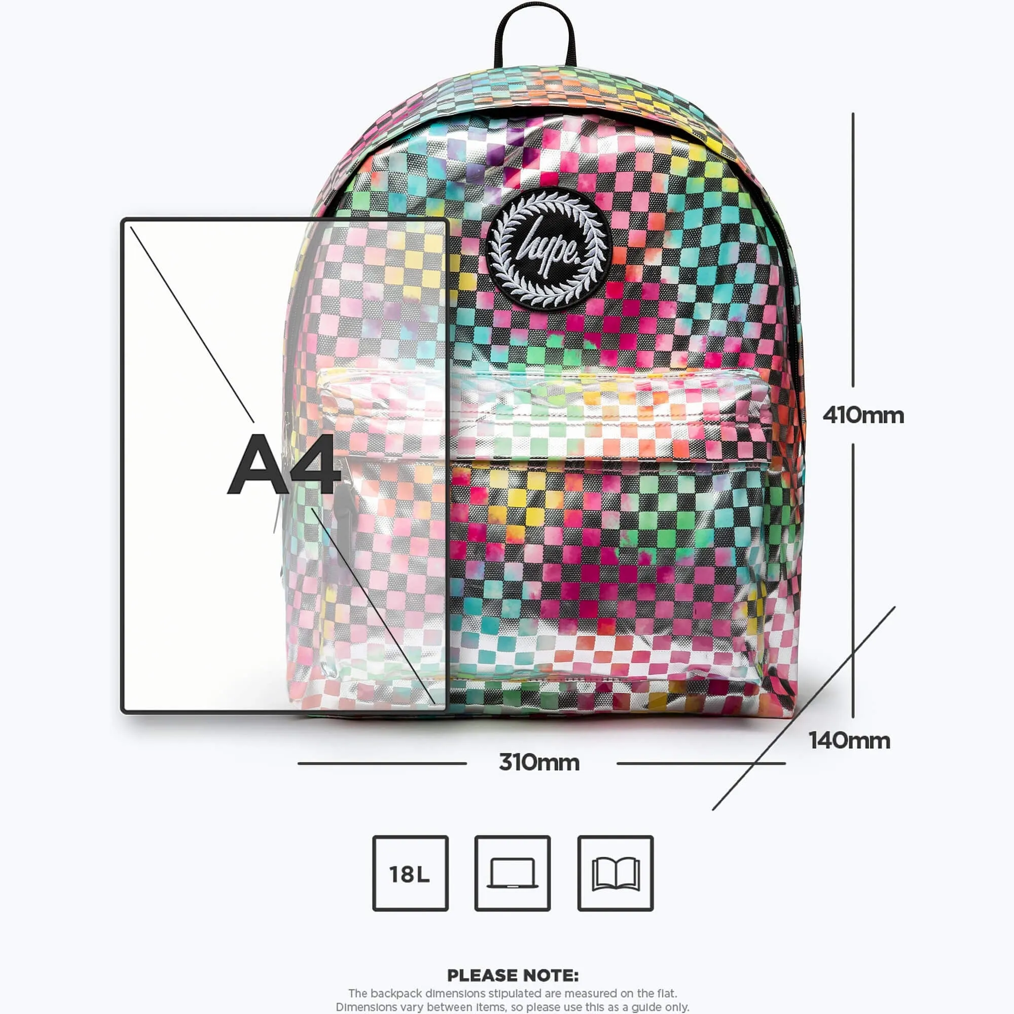 Hype Unisex Multi Rainbow Check Crest Backpack Multi