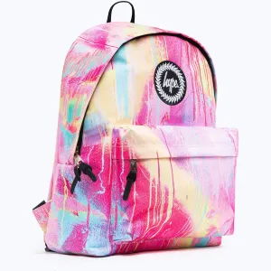 Hype Unisex Pink Spray Drips Crest Backpack Pink