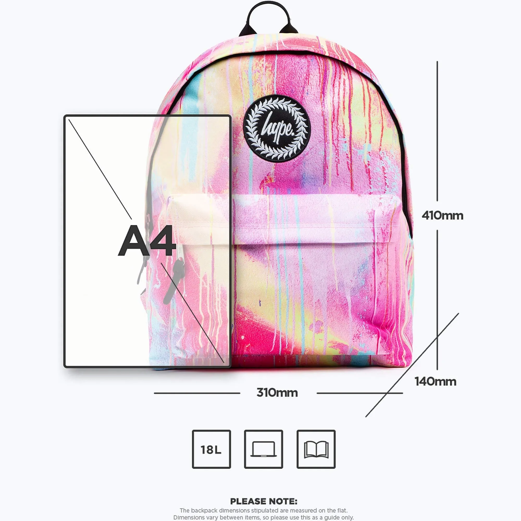 Hype Unisex Pink Spray Drips Crest Backpack Pink