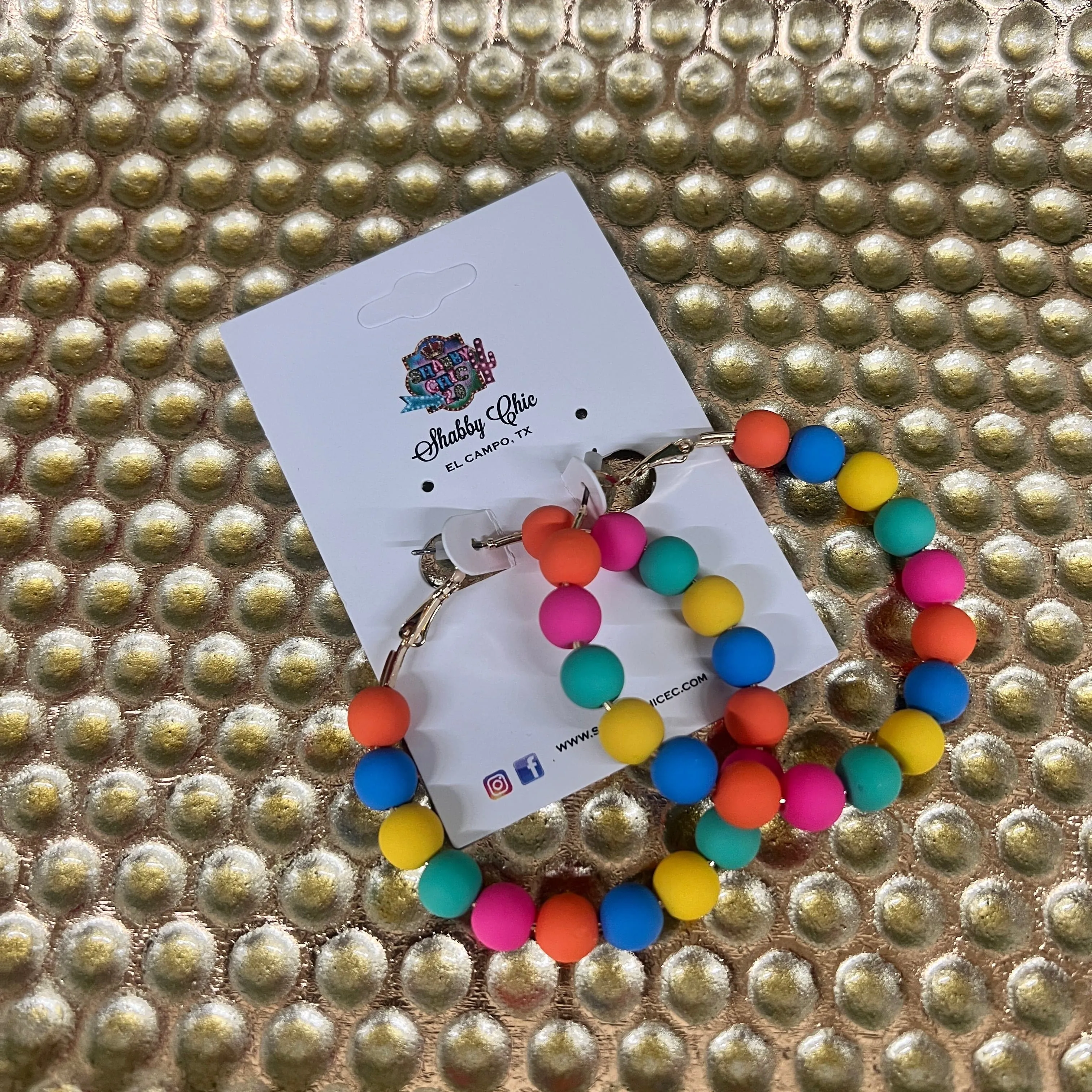 Large Clay Beaded Hoops - Colorful