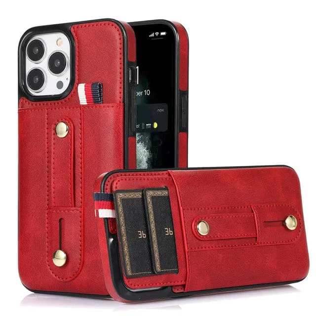 Leather Card Holder Phone Case With Kickstand