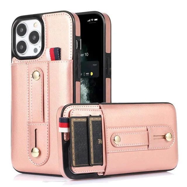 Leather Card Holder Phone Case With Kickstand