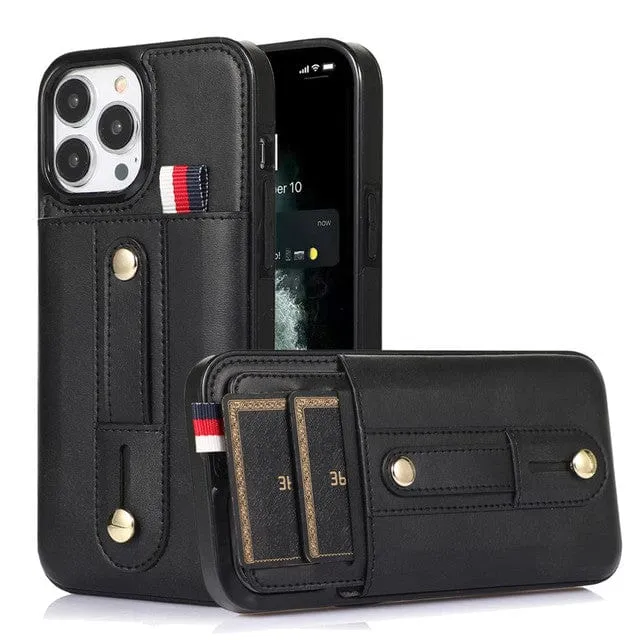 Leather Card Holder Phone Case With Kickstand
