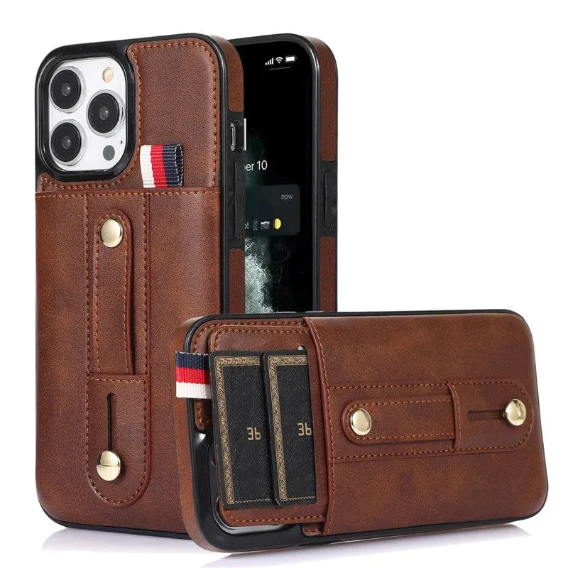 Leather Card Holder Phone Case With Kickstand