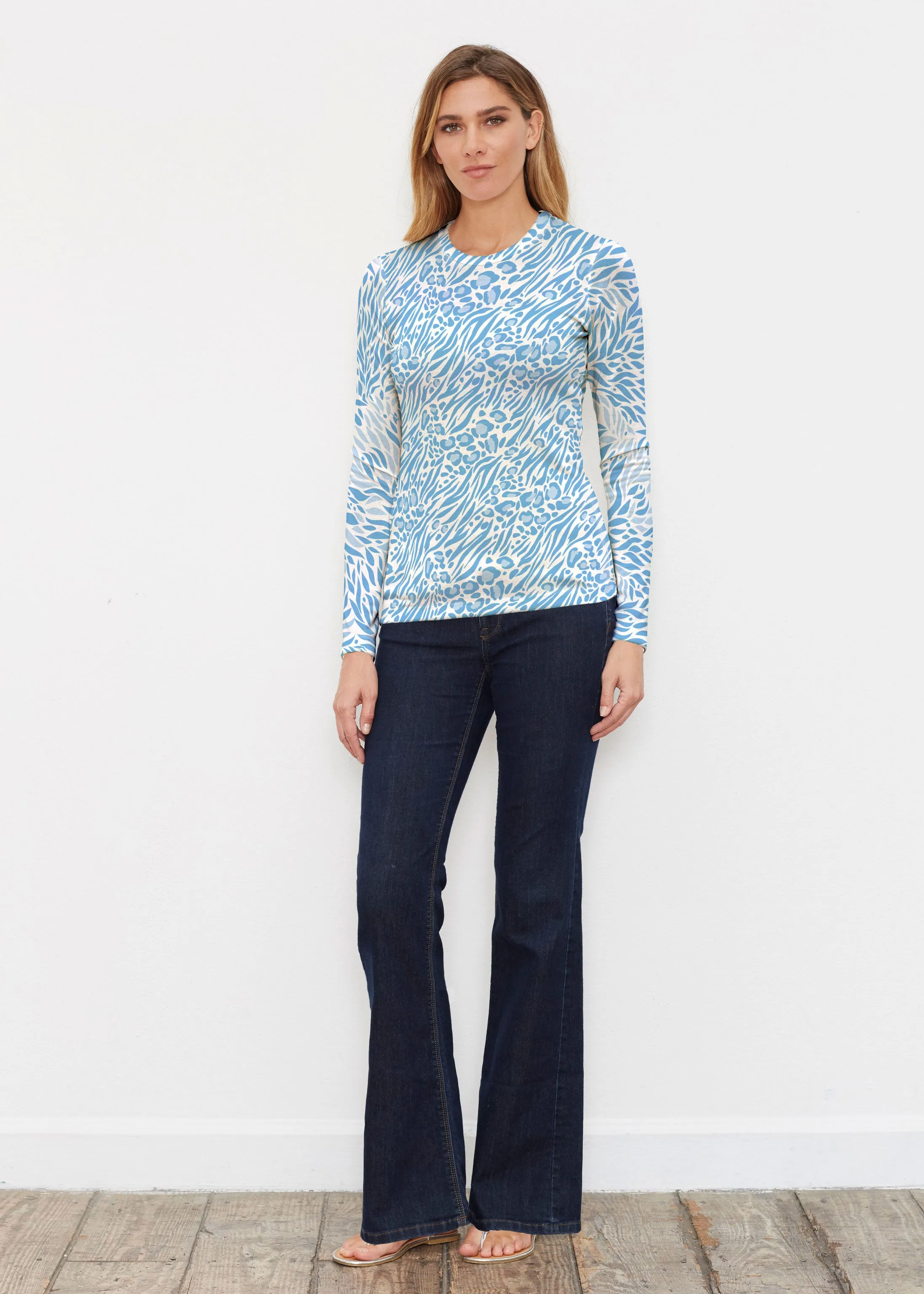 Leo Hotsy Totsy Blue (8166) ~ Butterknit Long Sleeve Crew Top