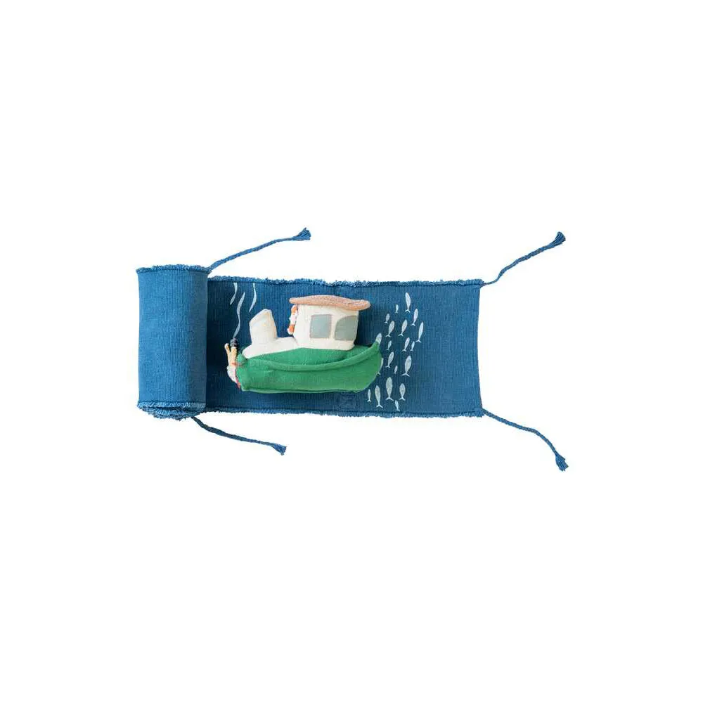 Lorena Canals Ride & Roll Sea Clean Up Boat Machine Washable Textile Toy - 12x26x22cm