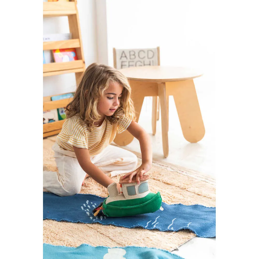 Lorena Canals Ride & Roll Sea Clean Up Boat Machine Washable Textile Toy - 12x26x22cm