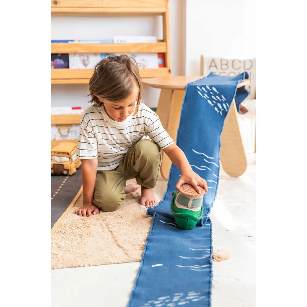 Lorena Canals Ride & Roll Sea Clean Up Boat Machine Washable Textile Toy - 12x26x22cm