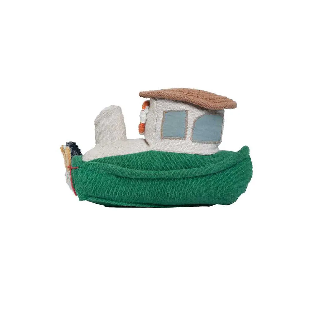 Lorena Canals Ride & Roll Sea Clean Up Boat Machine Washable Textile Toy - 12x26x22cm