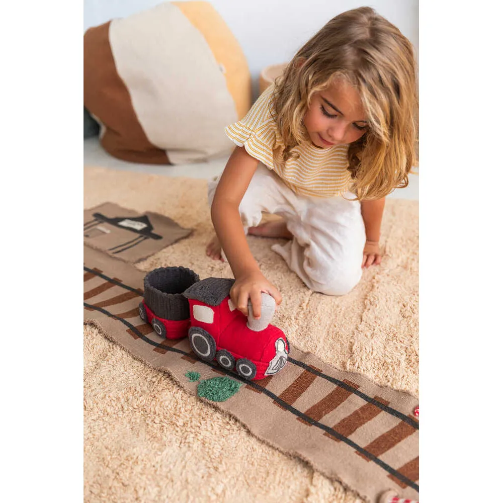 Lorena Canals Ride & Roll Train Machine Washable Textile Toy - 12x26x22cm