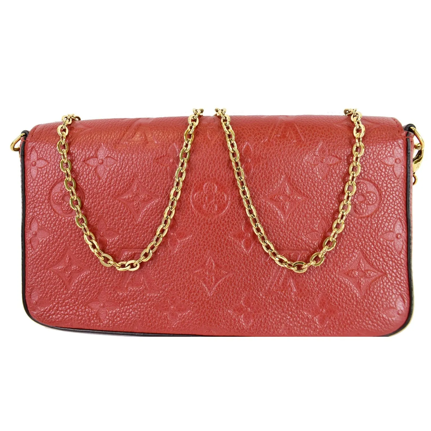 LOUIS VUITTON Pochette Felicie Monogram Empreinte Chain Wallet Red - 20% OFF