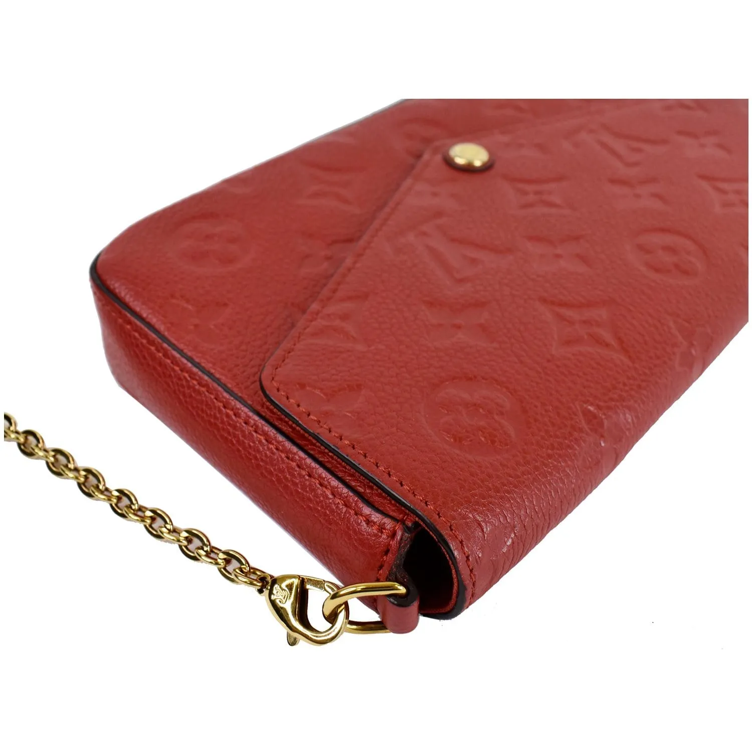 LOUIS VUITTON Pochette Felicie Monogram Empreinte Chain Wallet Red - 20% OFF