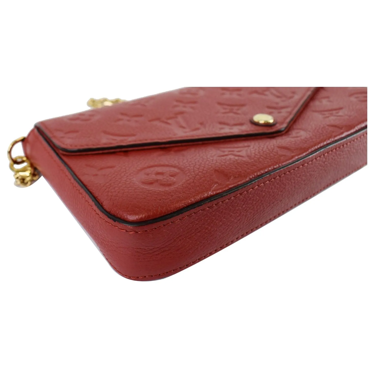 LOUIS VUITTON Pochette Felicie Monogram Empreinte Chain Wallet Red - 20% OFF